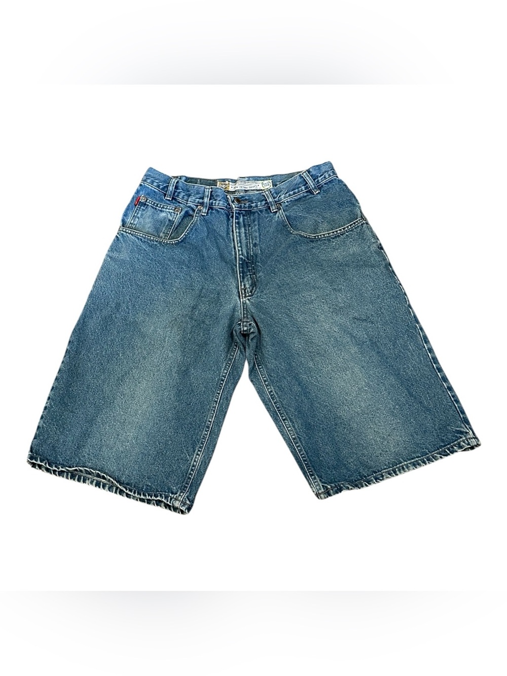 VTG Bugle Boy Gold Crest Jorts Mens 34 Jean Shorts 14” Streetwear Hip Hop Skater